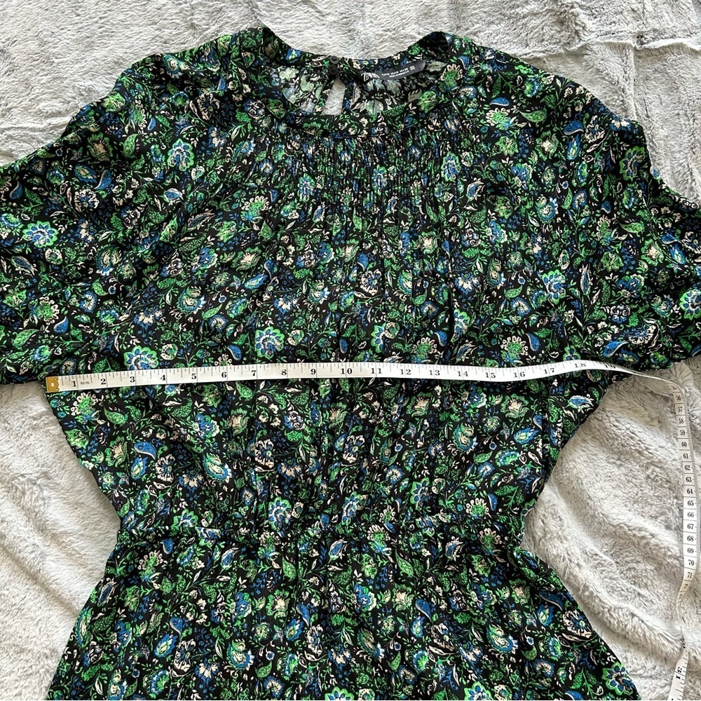 Zara Mini Green Blue Dress Floral dress - Picture 4 of 7